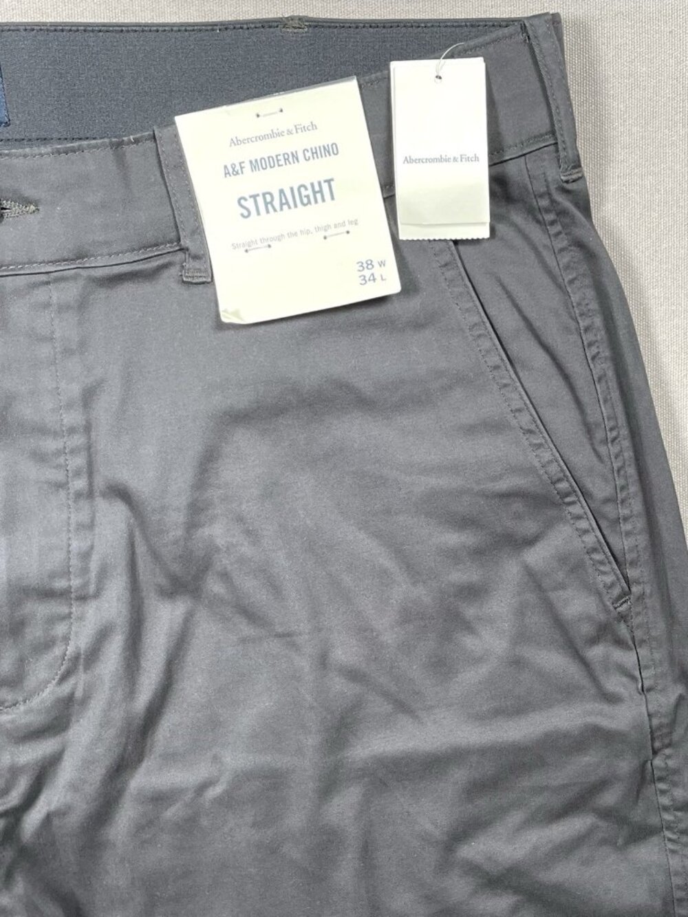 NWT Abercrombie & Fitch Modern Chino Straight Dark Gray Pants - Men Size 38 X 34 - Picture 7 of 13